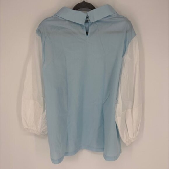 Harshman “Perry” Colorblock Funnel-Neck Tunic in White & Blue – NWT – 3X - Picture 7 of 10
